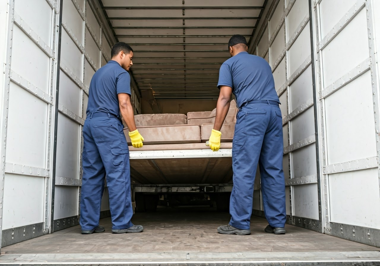 Professional movers loading truck