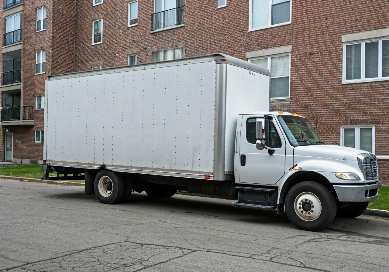 Moving truck with boxes