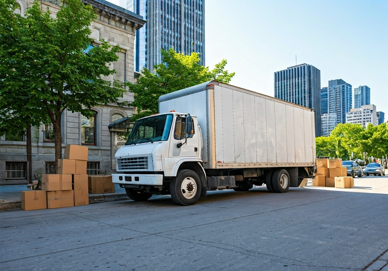 Moving truck in Montreal street.