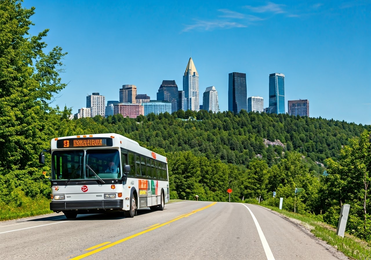 Bus traveling from Quebec to Ottawa